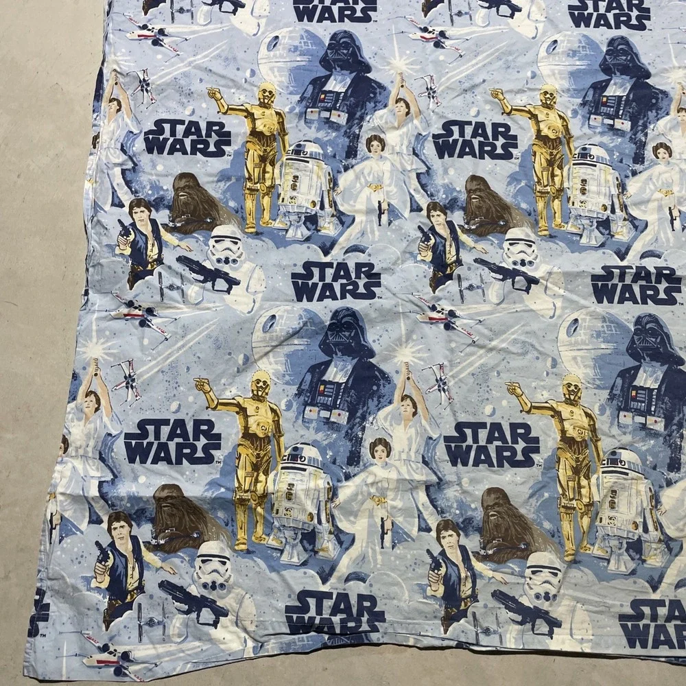 Y2K POTTERY BARN KIDS Star Wars Full Size New Hope Space Print Flat Sheet